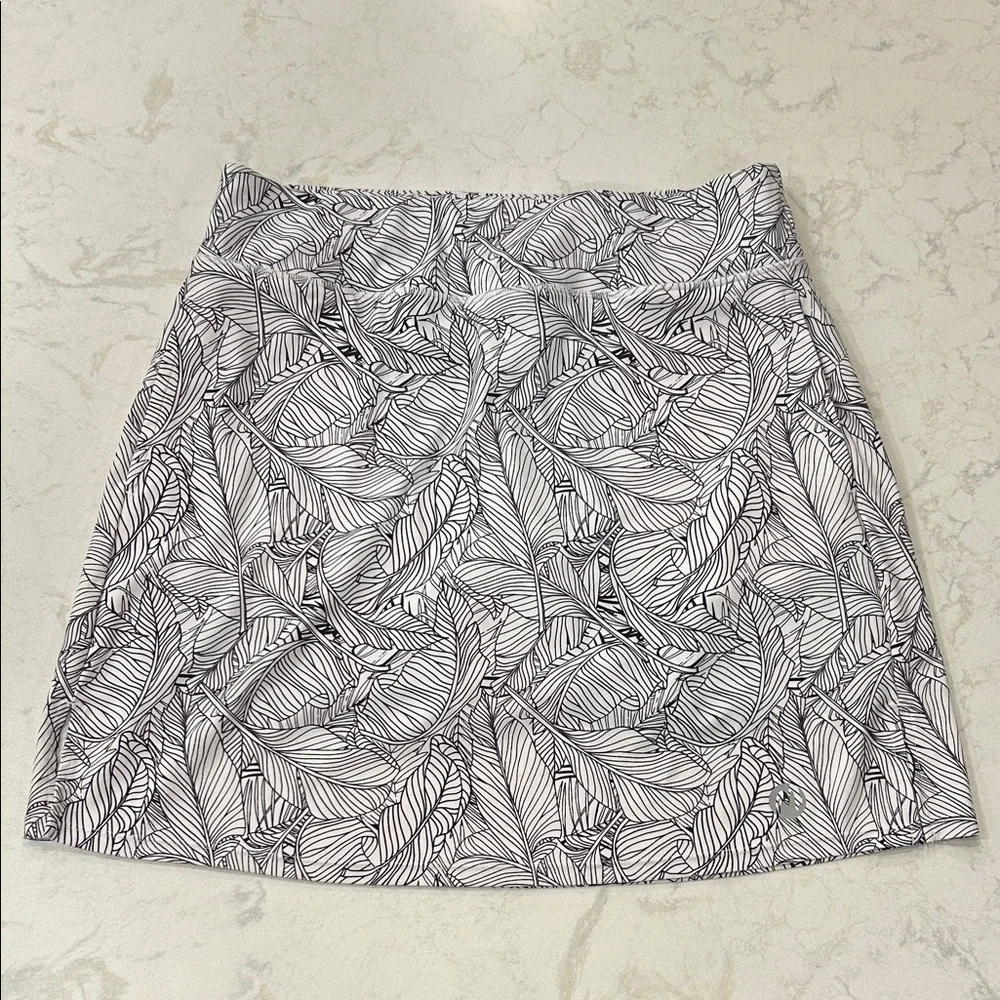 Moteepi Golf Tennis Pickleball Skort XL Black/White Leaf Pattern Skirt‎